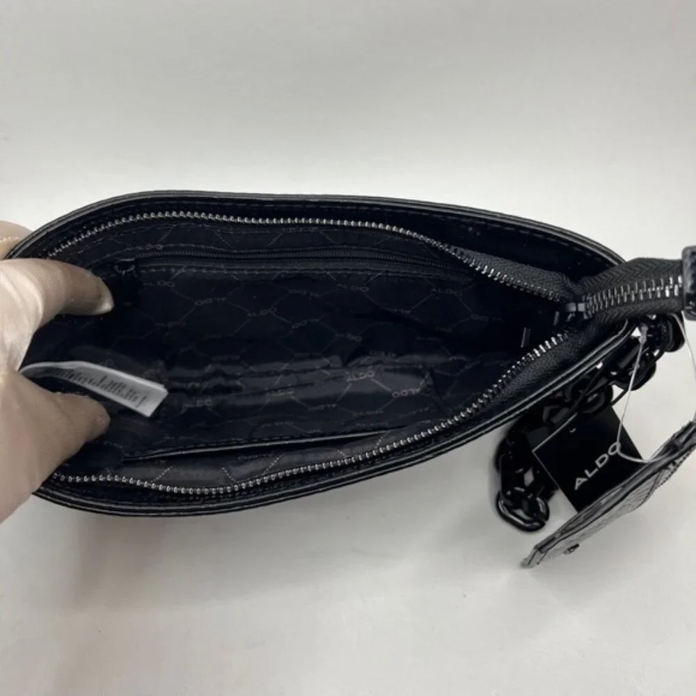 NWT ALDO Griregann Faux Leather Small Shoulder Purse Chain Strap Card Holder Set